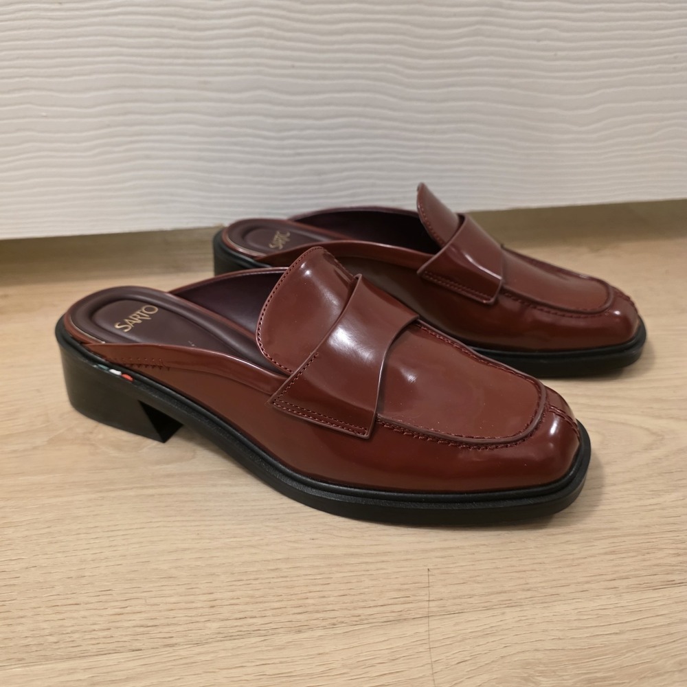 Sarto Franco Sarto Burgundy Georgie Patent Slip On Loafer Mules Size‎ 6M